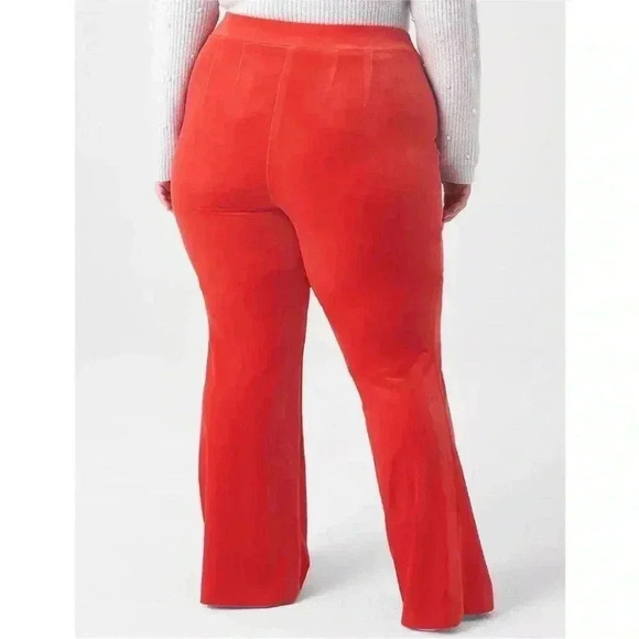 NWT Lane Bryant Bright Cherry Red Velvet Flared Pants Mid-rise Stretchy Sz 22 - Picture 3 of 6